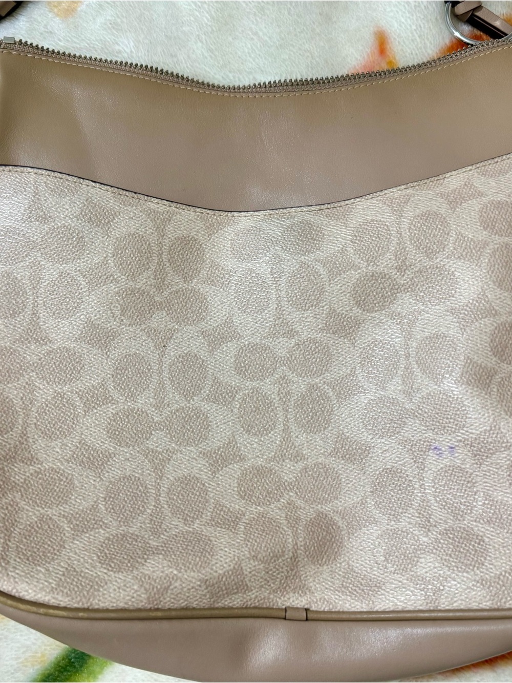 Coach Hobo Bag in Khaki and Tan Coated Canvas